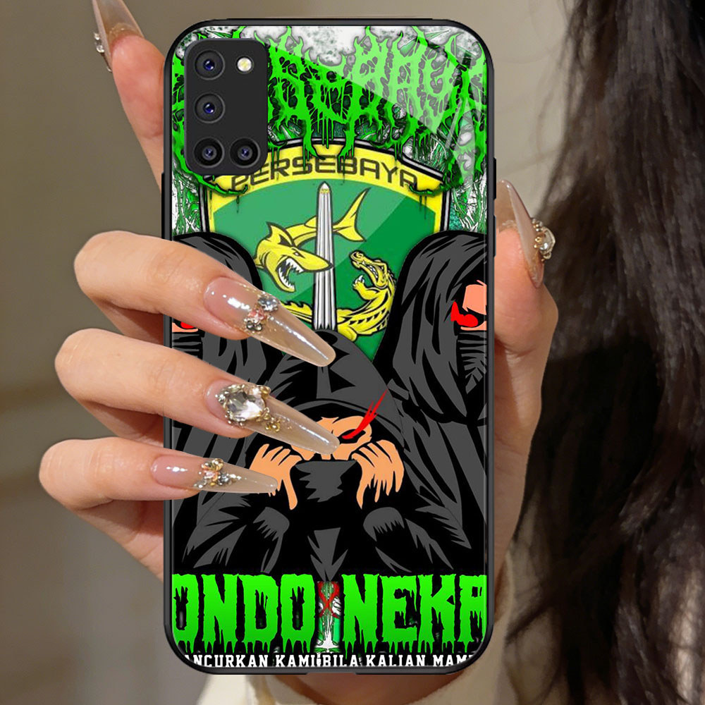 TT-19 Persebaya Casing hp kaca OPPO Reno A92 A52 A94 A72 5F 5 F19 Pro Lite