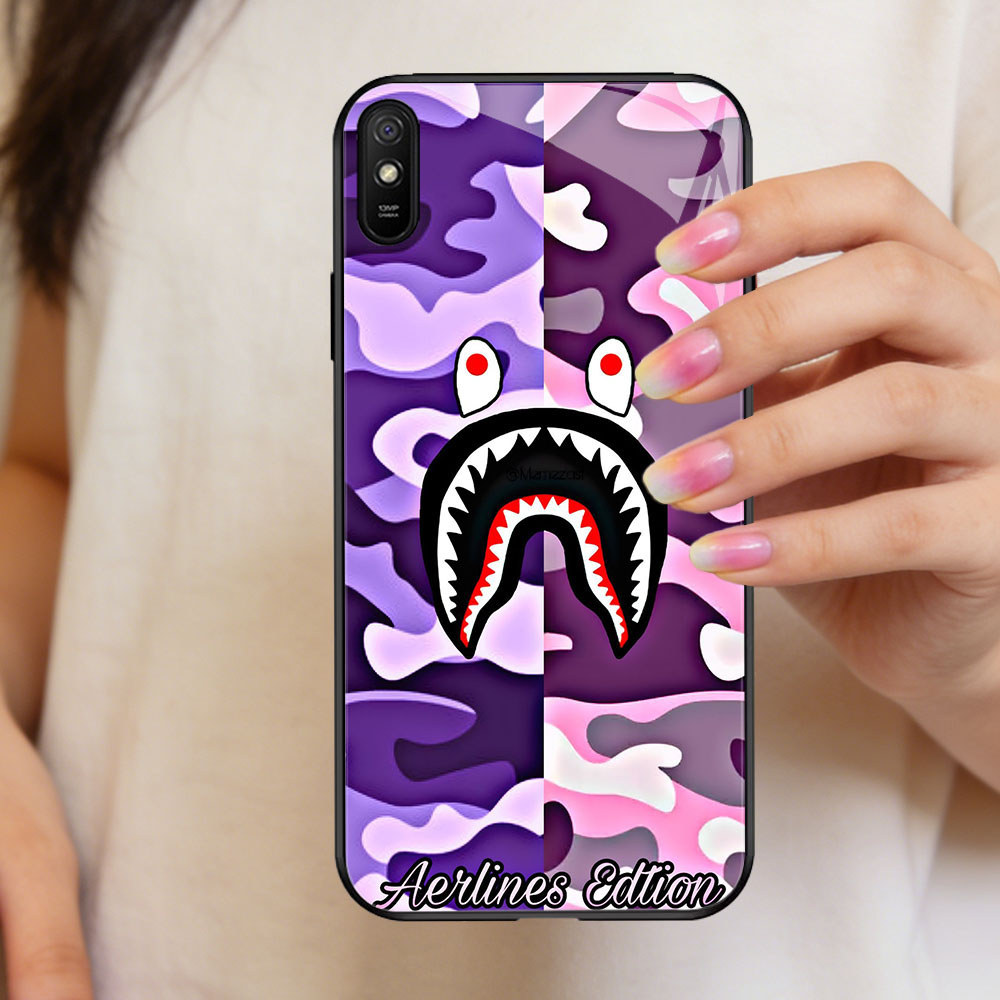 TT-32 BAPE Casing hp kaca Xiaomi Redmi Note Poco 7 14C 9A 14R 9i C75 A4 A3 Pro 5G