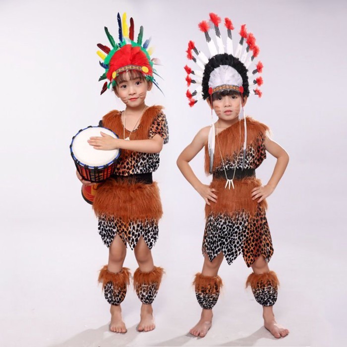 Kostum Pertunjukan Drum Afrika Anak-anak, Kostum Savage, Kostum Balita, Kostum Primitif, Kostum Pemb