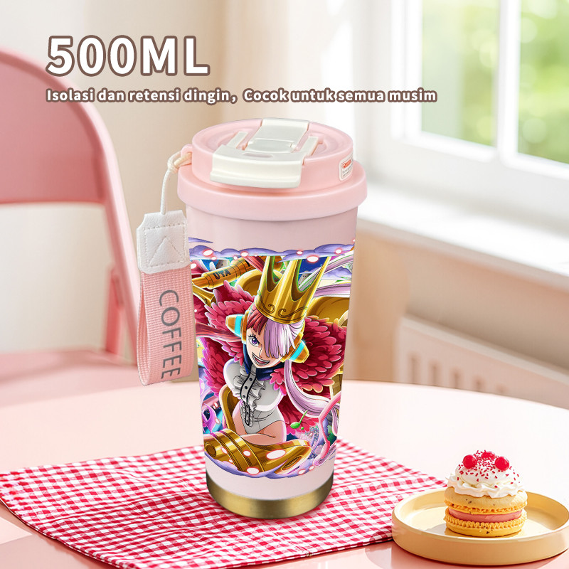 Anime Character Crown Wings  COD  Tumbler Cartoon kopi  Perempuan Termos air panas Portabel 500ml  B