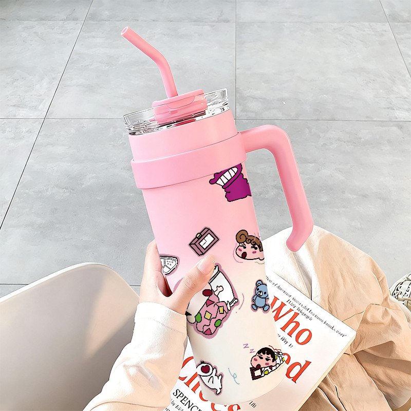 Hello Kitty Milkshake Cherry Tumbler dengan pegangan Botol Minum Kapasitas Besar Kotak hadiah  1200m