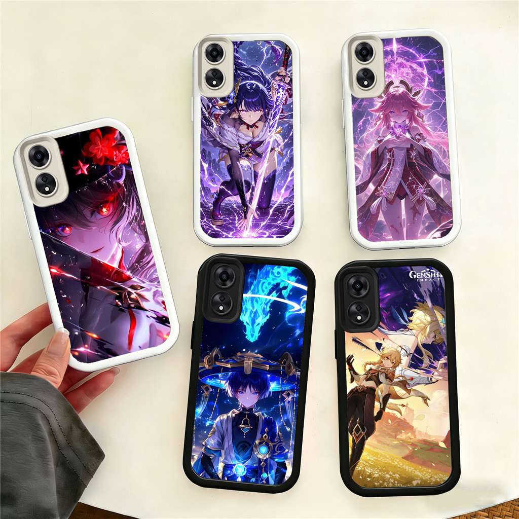 WA4 Genshin Impact Casing untuk Hp Plating OPPO Note A3X 60 GT C63 7I 12 6 C65 8 Pro 5G TPU material
