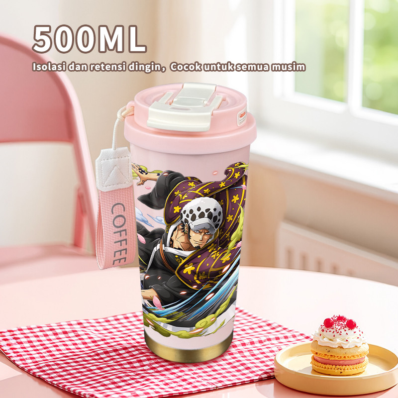 Law Anime Swordsman  COD  Tumbler Cartoon kopi  Perempuan Termos air panas Portabel 500ml  Botol Min