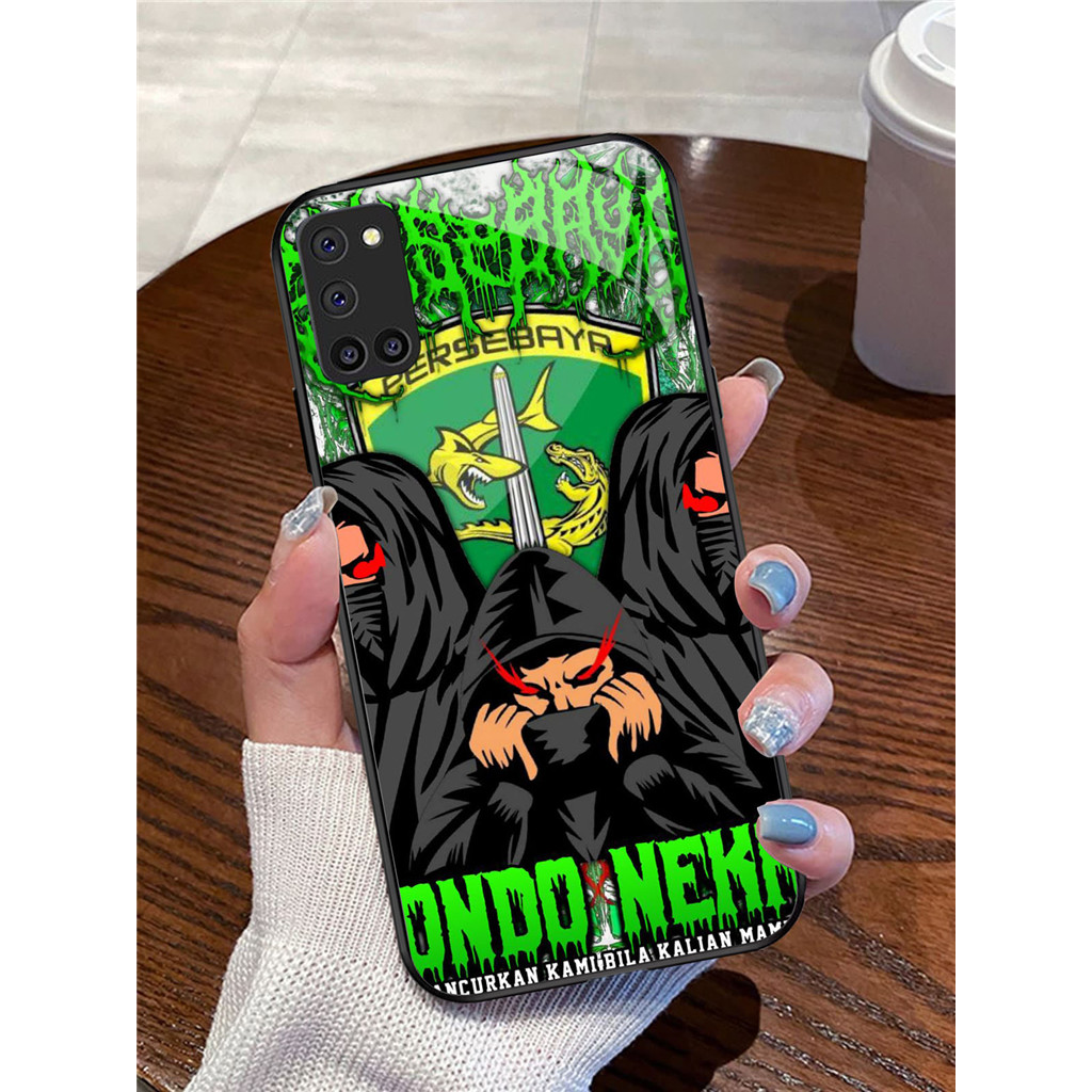 YR-44 Persebaya Casing ponsel kaca tempered OPPO Reno A92 A52 A94 A72 5F 5 F19 Pro Lite