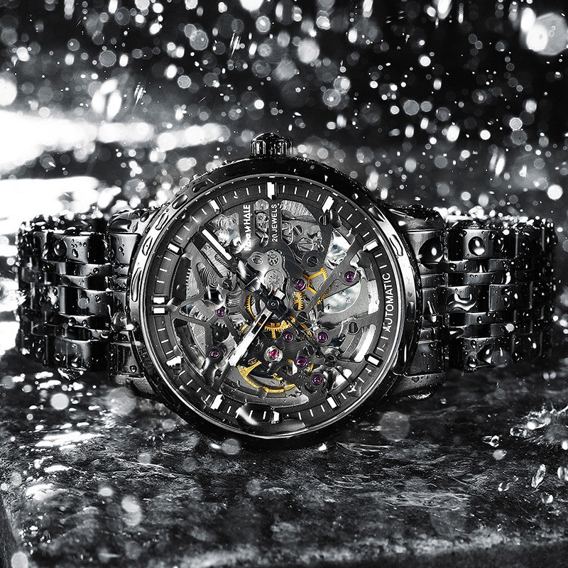 Jam Tangan Merek MARK FAIRWHALE untuk Pria, Mekanik Populer dengan Desain Hollow Dua Sisi  Tourbillo