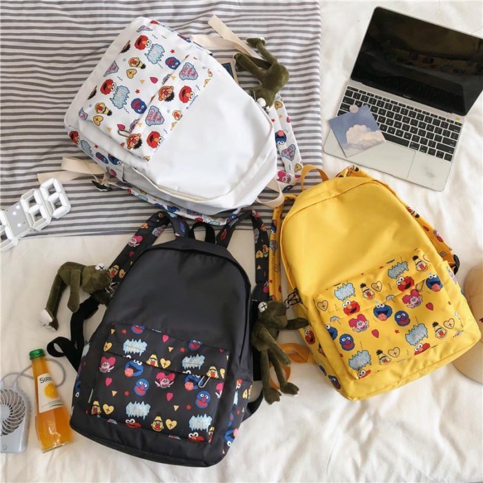 Tas Sekolah Sesame Street Gadis Kampus Versi Korea Sederhana Kampus Serbaguna Siswa Sekolah Dasar R