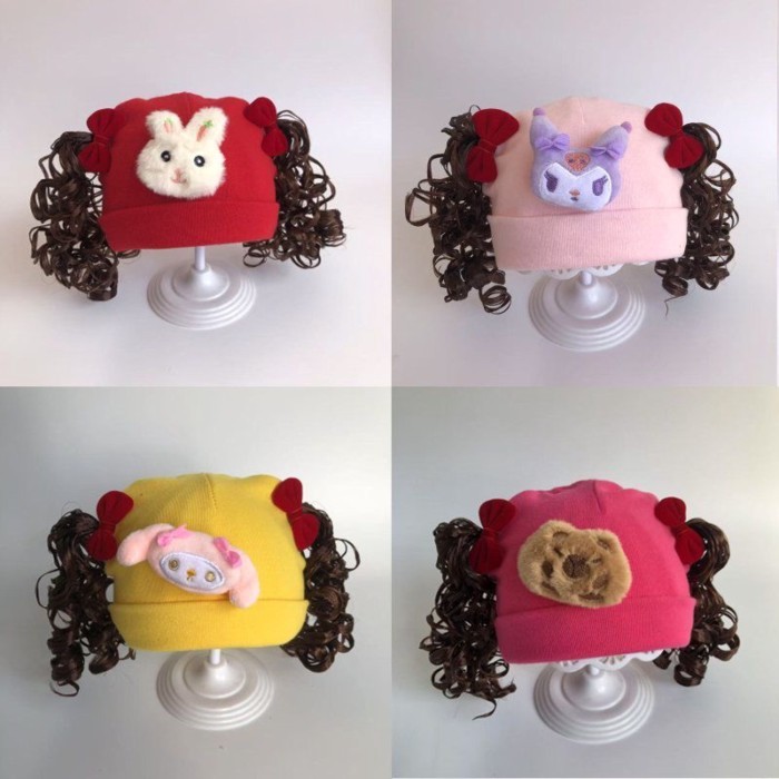 Topi Bayi Bergelombang Musim Semi dan Musim Gugur Topi Janin Bayi Baru Lahir Rambut Keriting Hangat