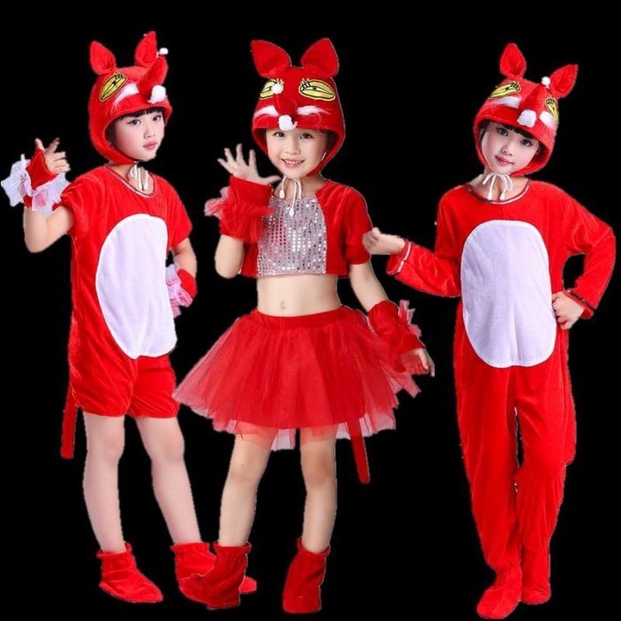 Kostum Hewan Rubah Anak-anak Baru Pakaian Drama Kartun TK Dewasa Kostum Tari Kostum Pertunjukan