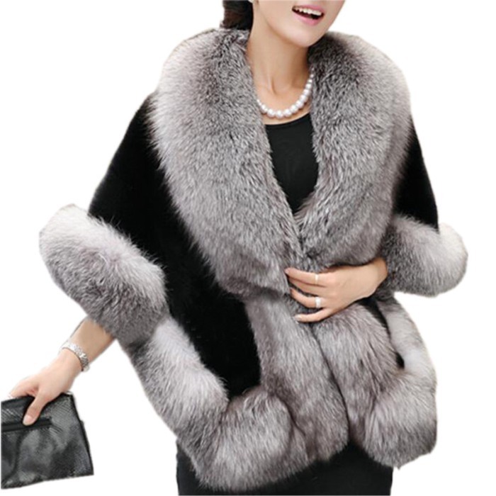 Fur Dress Large Fur Shawl Imitation Fox Fur Shawl Bride Dress Shawl Fur Coat Warm Rabbit Fur