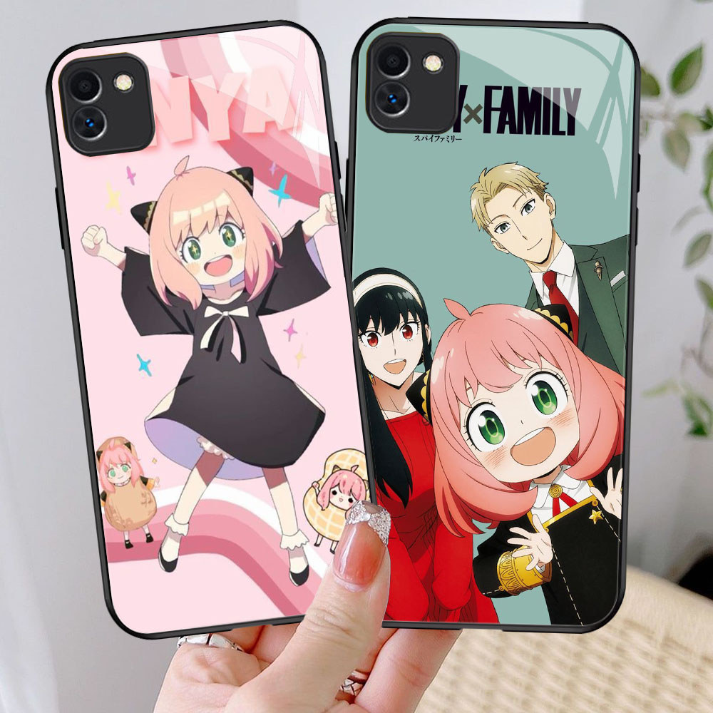 YM-53 Spy x Family Casing ponsel kaca tempered Samsung F04 Core A04E M04 A03 A05 A04