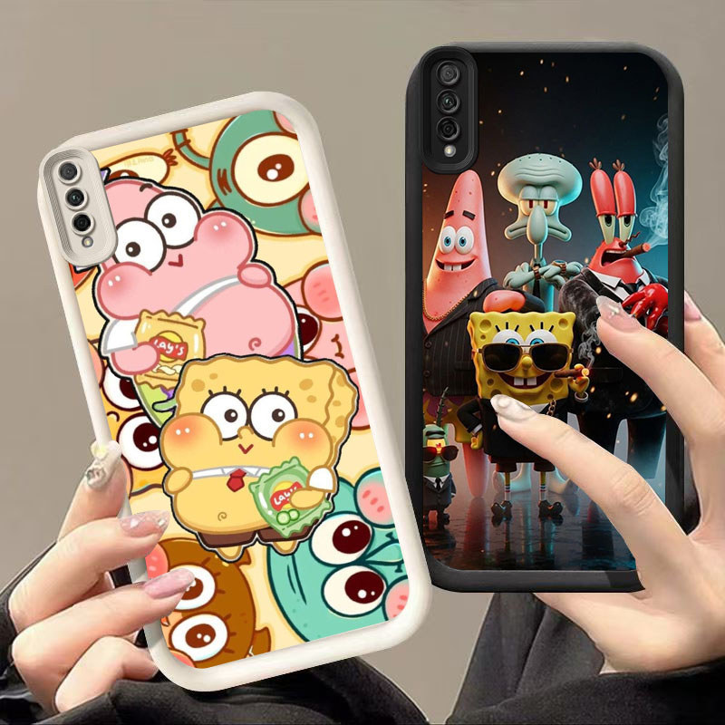 MK-65 Patrick Star Silikon hitam putih Casing untuk Samsung A30s A03 A02 M02 A50 A50s Core A7 2018