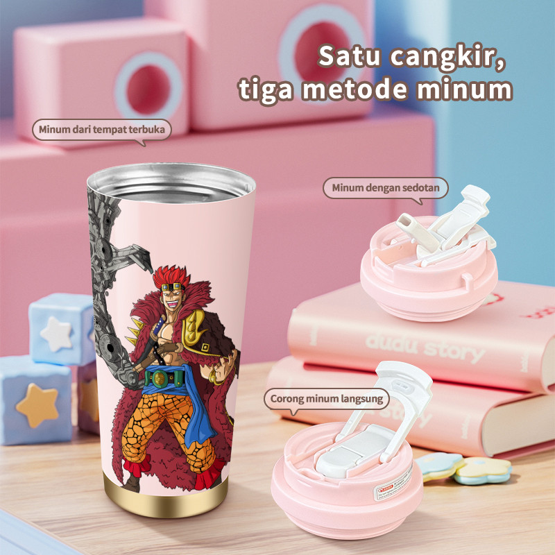 Anime Character Red - Haired   COD  Tumbler Cartoon kopi  Perempuan Termos air panas Portabel 500ml 