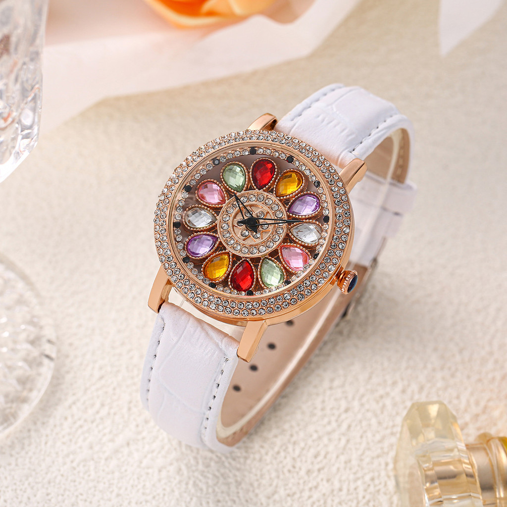Jam Tangan Wanita Serbaguna Berputar, Kepribadian Trendy, Dial Besar, Langit Berbintang, Rhinestone,
