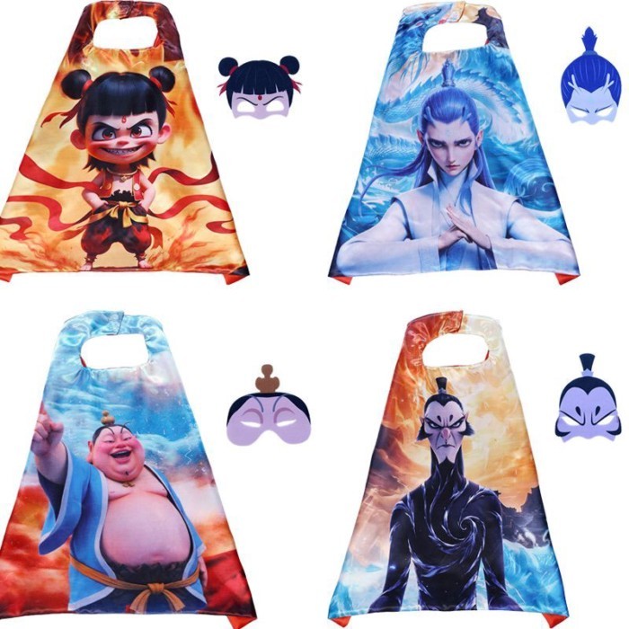 Nezha's Demon Boy Naohai Pakaian Jubah Anak-anak Kostum Cosplay Anak Laki-laki Karena Setelan Pertun