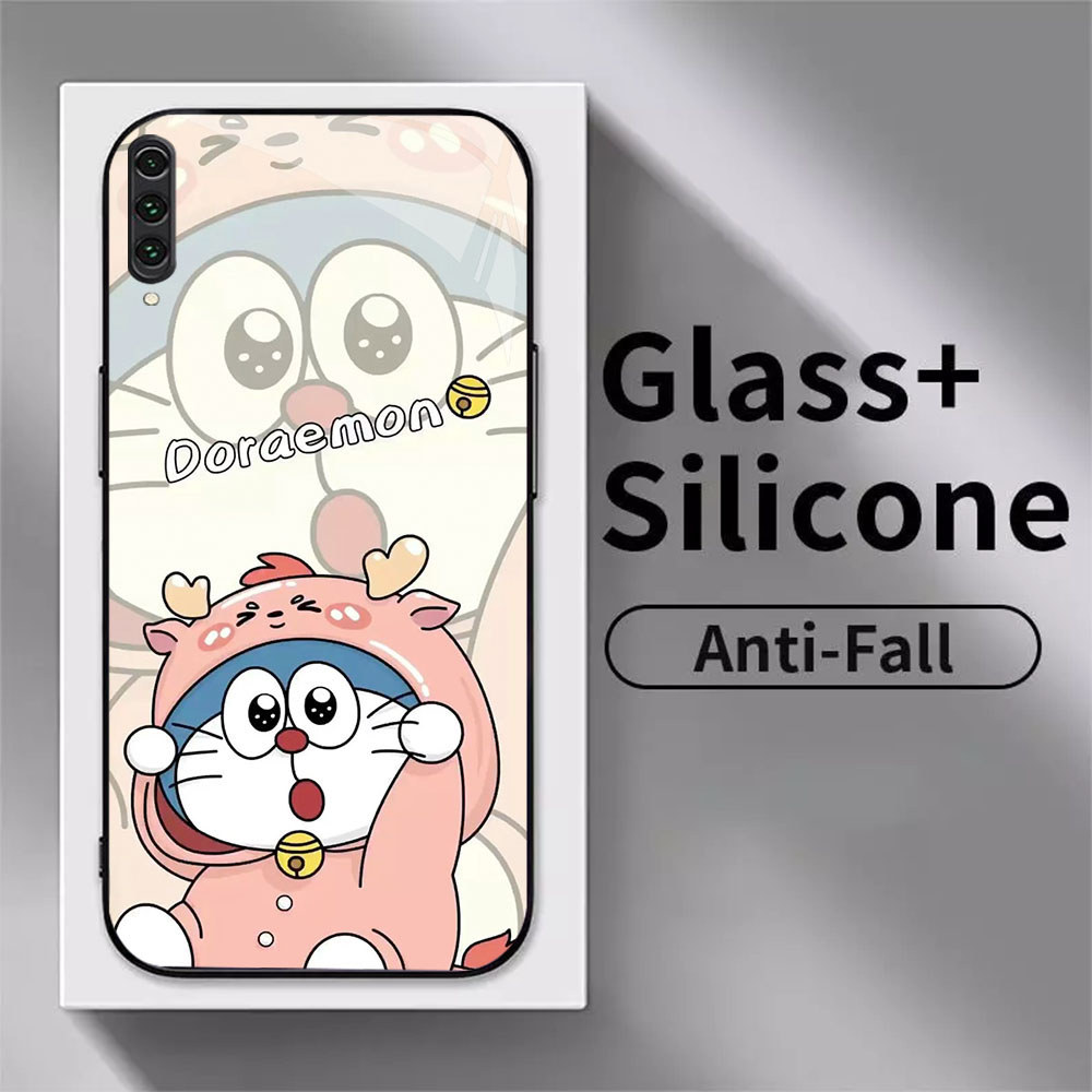 MP-77 Doraemon Glass KACA Casing untuk Samsung Note A70S A02 10 A70 A10 10Plus A7 A50 2018 Pro