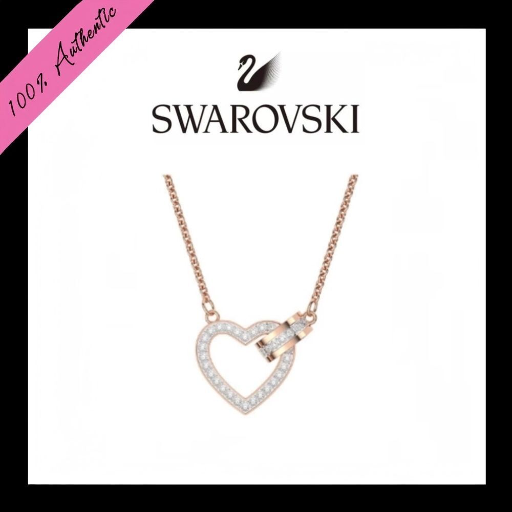Perhiasan Swarovski Infinity Heart Crystal Necklace Rose Gold Hyperbola Necklace Pendant 5518865 Wom