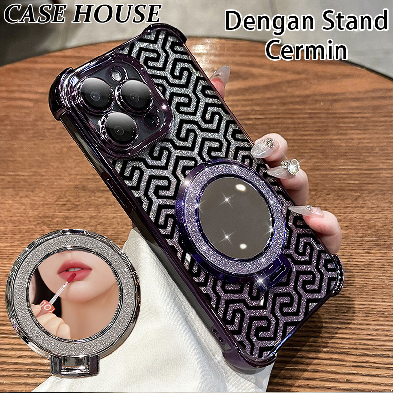 Glitter Card Case HP Redmi 9 10 Note 7 Poco M3 Pro A2 Stand Holder Cermin Casing Redmi 12 13 Note 8 