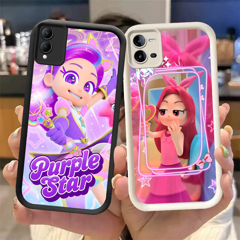 YW-58 Rainbow Bubblegem Casing ponsel tipis VIVO V25E Y27 Y36 Y27s Y28s Y18i Y18 V25 Y03t Y03