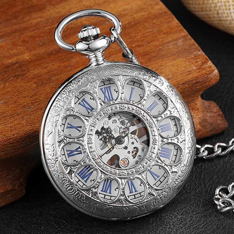 Jam Tangan Keren Mekanik Duplex Klasik Eropa Amerika, Kerangka Romawi Unik untuk Orang Tua  Lansia, 