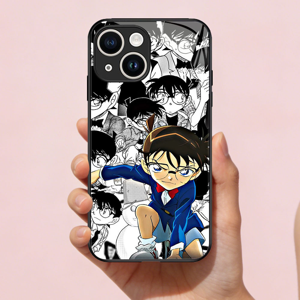 TT-40 Detective Conan Casing hp kaca iPhone 11 Mini 13 12 Pro Max