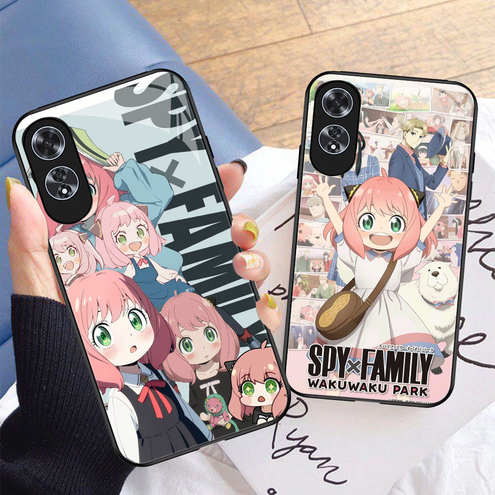 YM-53 Spy x Family Casing ponsel kaca tempered OPPO Reno A38 8T A60 A78 A18 A98 A79 11F A58 11 5G
