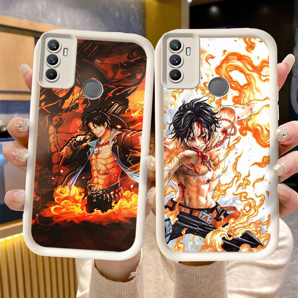 C-34 One Piece Ace Hitam Putih Casing untuk OPPO A53 A53S A33 2020