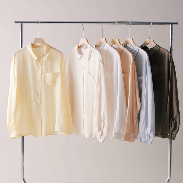 Spring And Summer New Lenzing Tencel Linen Pocket Shirt Solid Color Lyocell High Quality Cardigan W