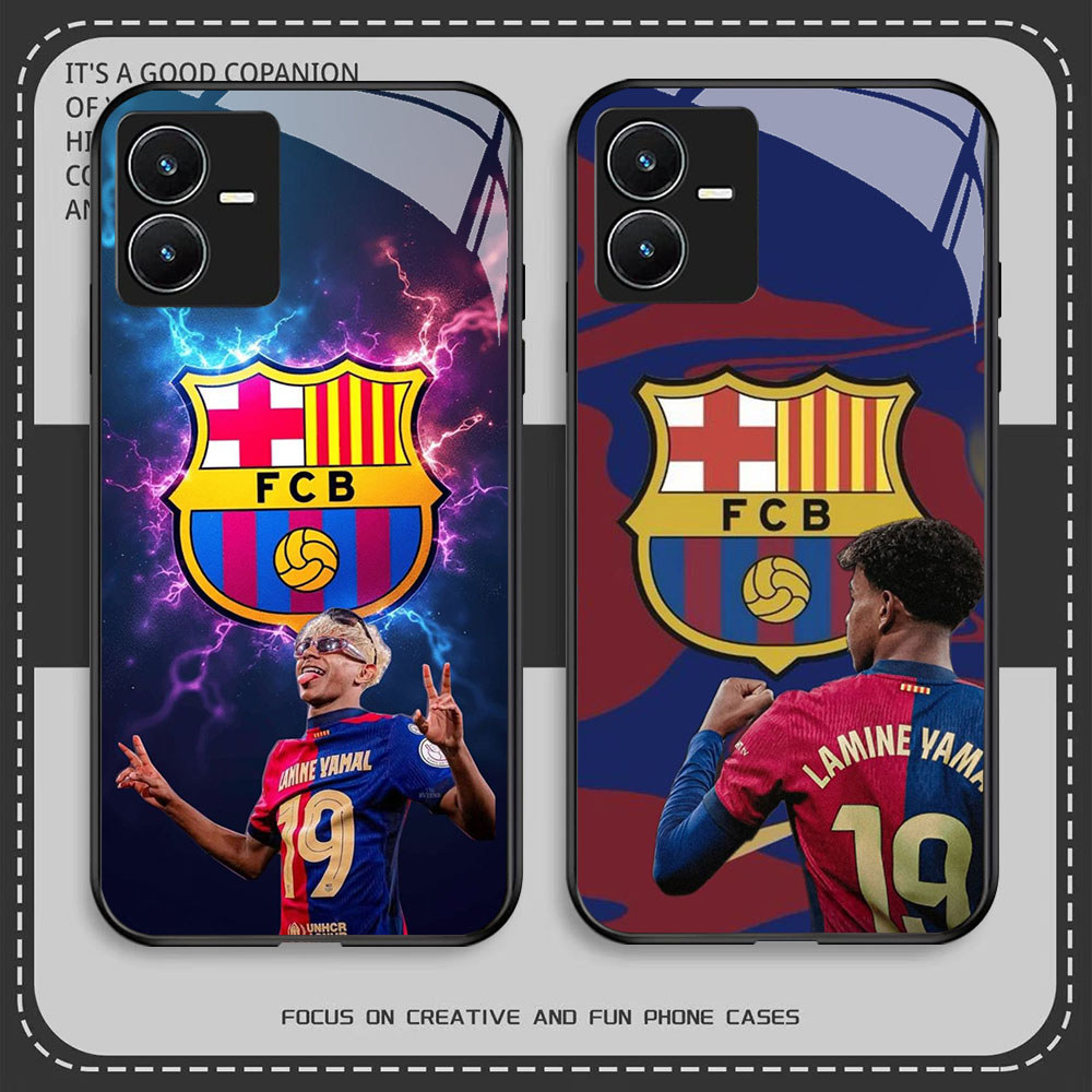 HR-40 Barcelona Yamal HD Glass Casing untuk VIVO Y22 Y35 Y75 Y28 Y22S V25 Y55 iQOO Z6