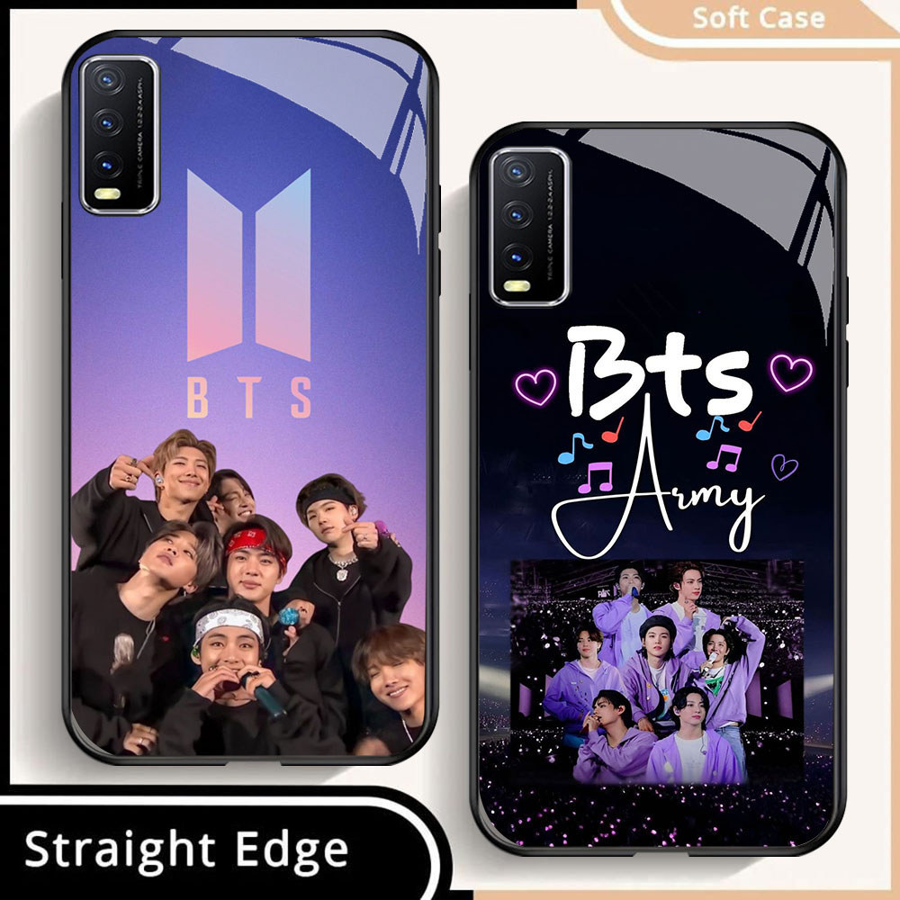 HR-6 BTS Bangtan HD Glass Casing untuk VIVO Y20 Y20s Y20i V15 Y50 S1 Y30 V50 Y03 Y29 Lite Pro