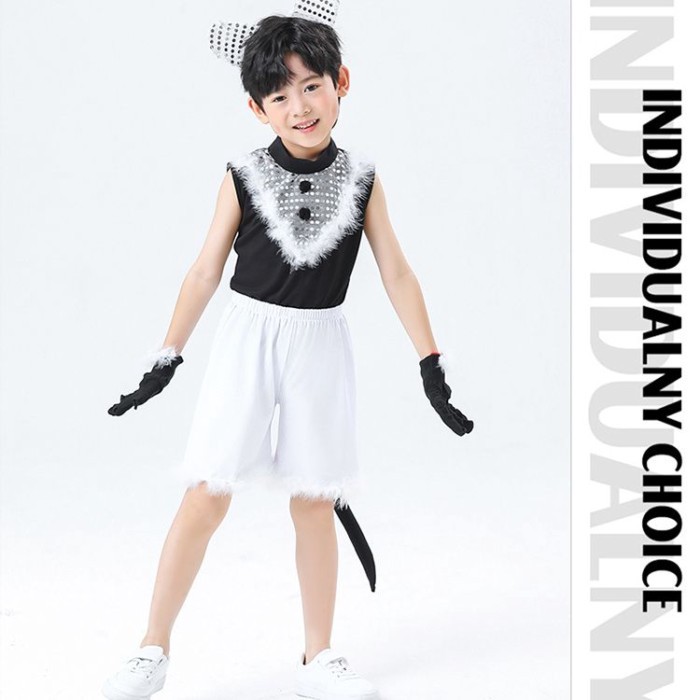 Kostum Pertunjukan Kucing Anak-anak Baru Set Pertunjukan Kucing Bermain Kartun Hewan Anak Laki-laki 