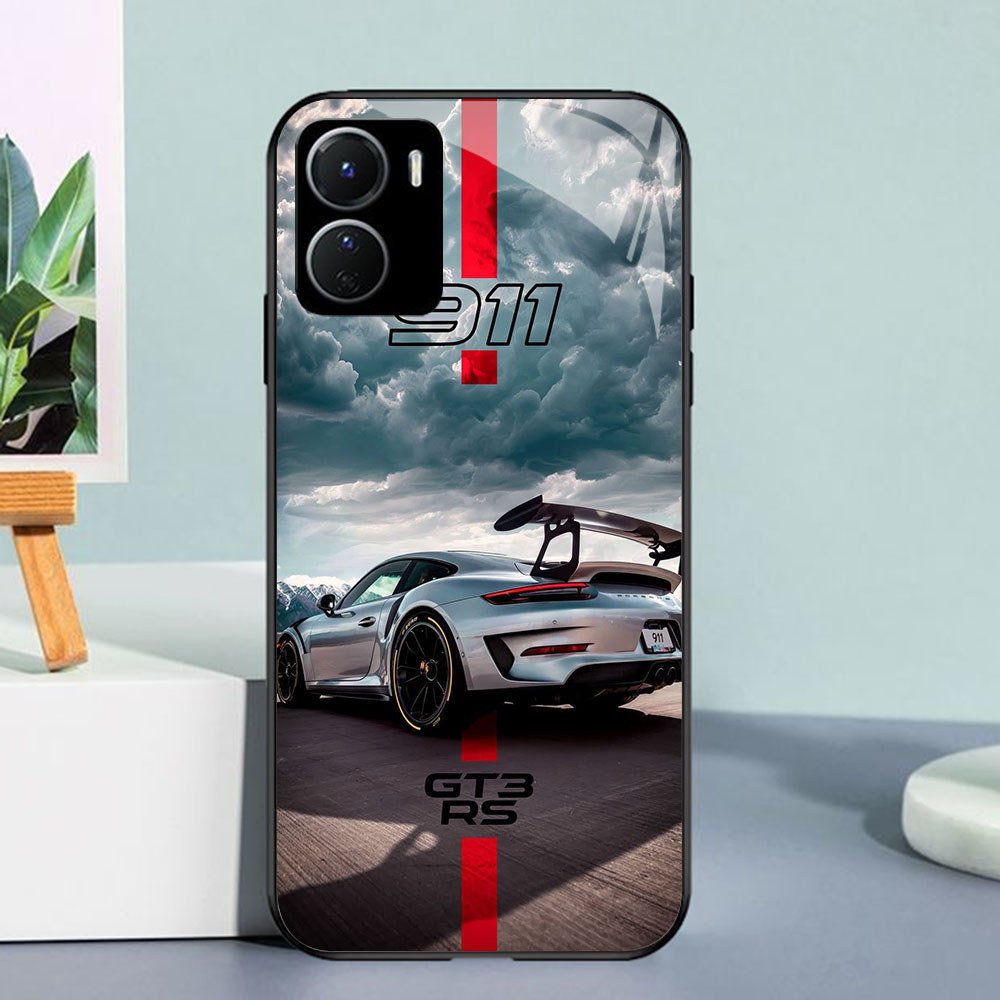 A2-17 Ferrari Casing ponsel kaca tempered VIVO iQOO Y36 Y15A Y15S Y27S Y36i Y16 Y01 Z9X Y56 Y17S U5X