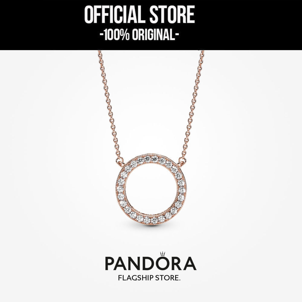 Pandora 14k Rose Gold Plated Circle of Sparkle Necklace (45cm) Kalung Wanita Manis & Elegan | Perhia