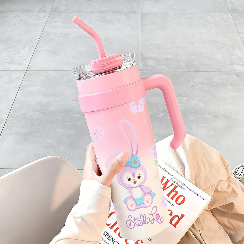 Astronaut Satellite UFO Tumbler dengan pegangan Botol Minum Kapasitas Besar Kotak hadiah  1200ml Ter