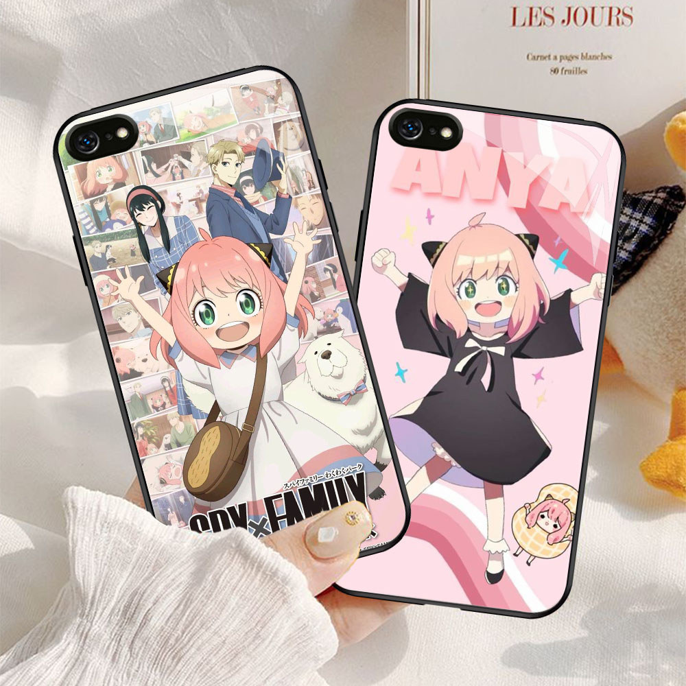 YM-53 Spy x Family Casing ponsel kaca tempered iPhone 6S X 7 XS SE XR 8 6 Max Plus 2020 2022