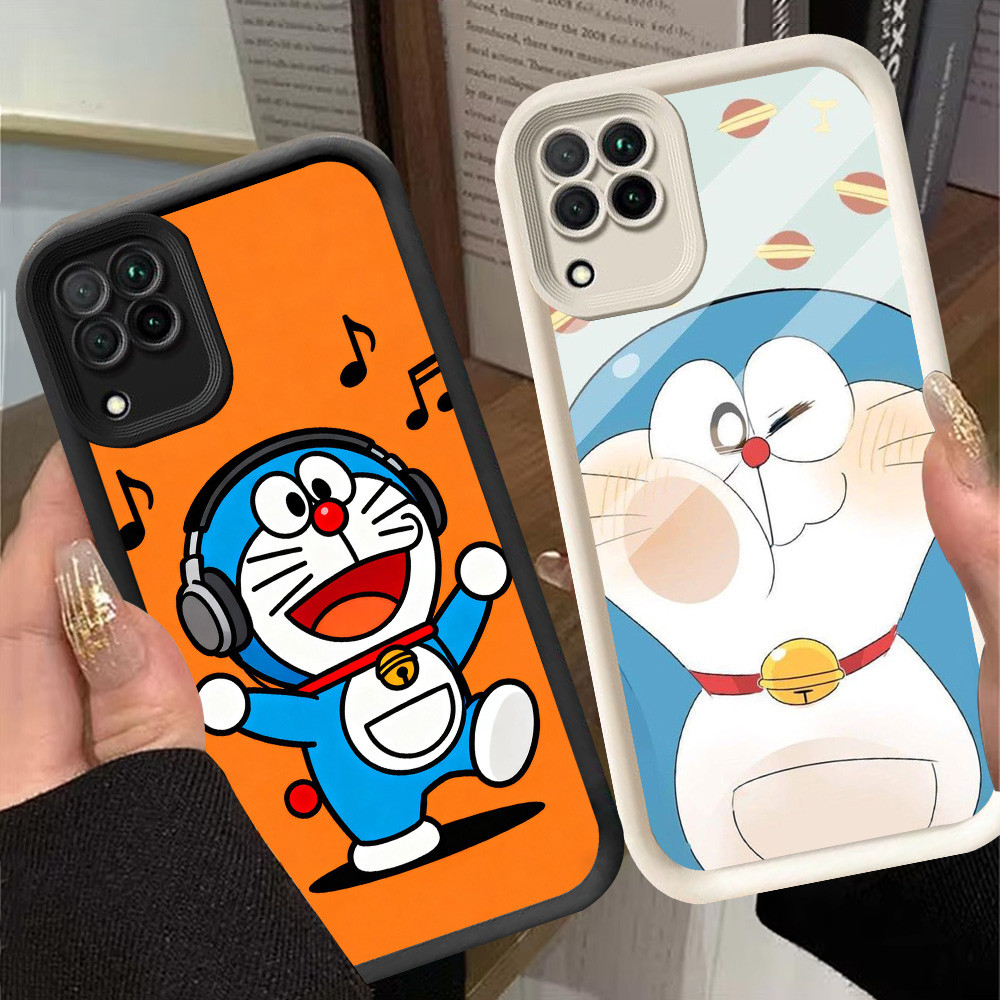 G-58 Doraemon cute Casing untuk Samsung Galaxy A12 A22 5G Hitam dan putih