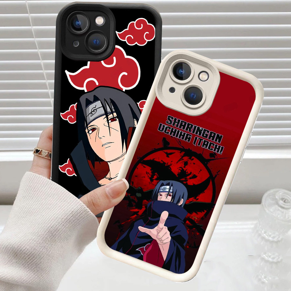 C-23 Naruto Uchiha Itachi Hitam Putih Casing untuk iPhone 8 14 13 7 Pro Max Plus