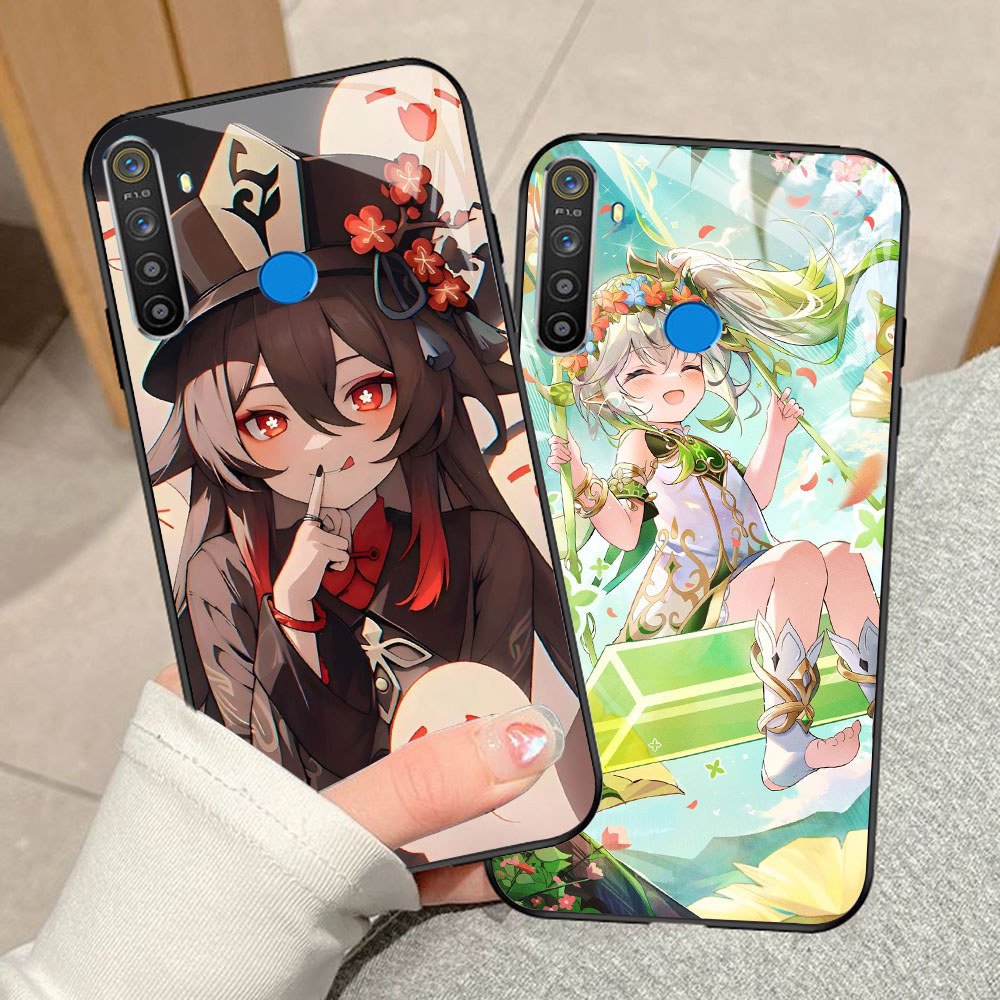 YE-20 Genshin Impact Casing ponsel kaca tempered Realme Narzo 10 10A 5 5i 3 20 20A 6i C65 7 3i 5S Pr