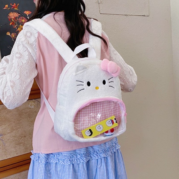 Tas Ransel Bulu Boneka Sanrio | Model Cinnamoroll & Kuromi Ita Bag Tas Jepang Aesthetic Tas Kolektor