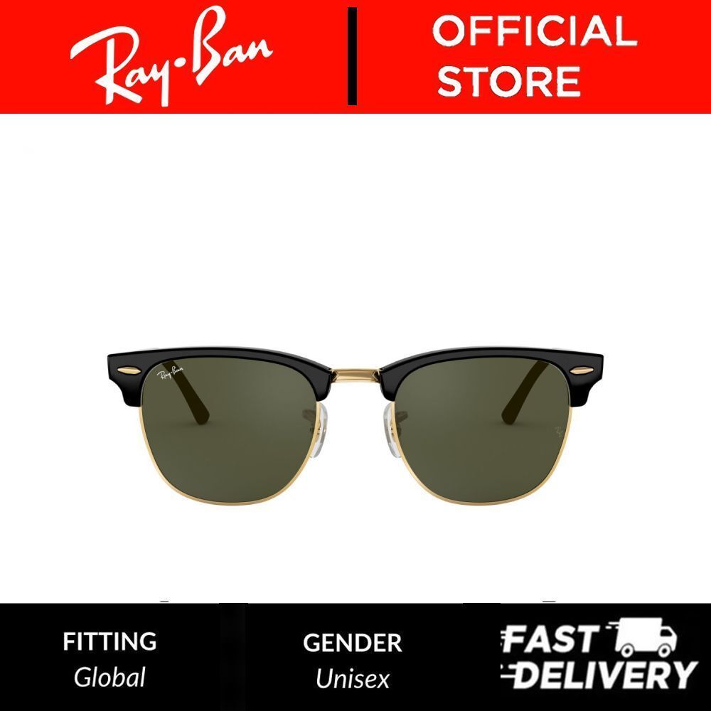 Ray-Ban Clubmaster - RB3016 W0365 - Semi Rimless Sunglasses Unisex