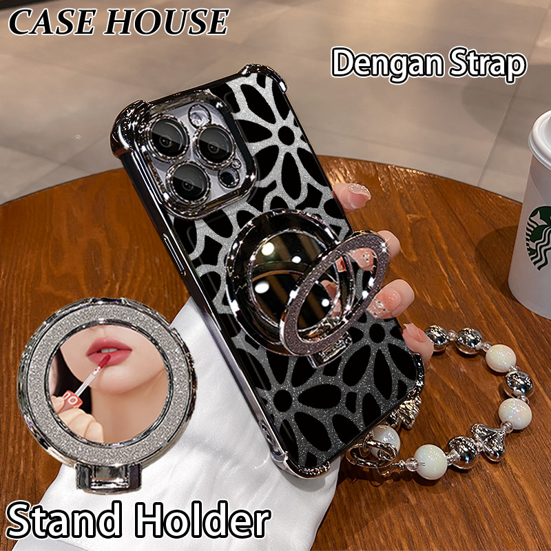 Glitter Card Case HP Samsung A11 A16 A32 A51 M11 Stand Holder Cermin Casing Samsung A03 A06 A21S A35