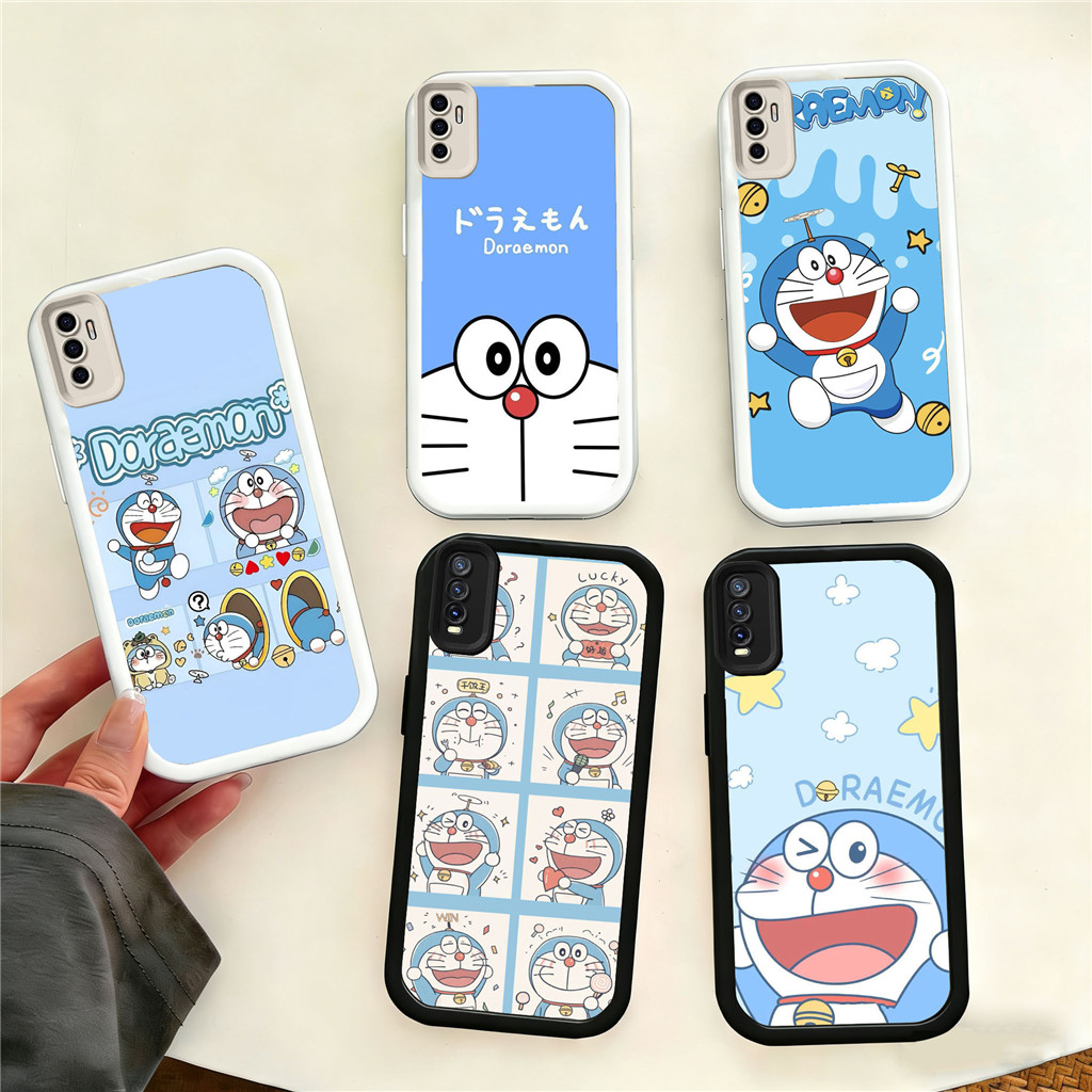 HV14 Doraemon Hp Plating Casing untuk VIVO V20 V15 S1 V25 V27 V23 V25E V27E V23E Pro 5G TPU Silicone