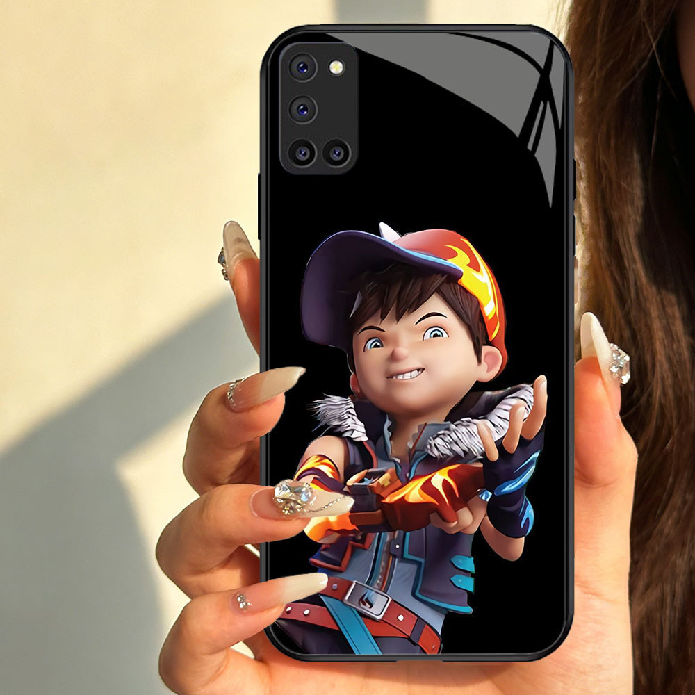 TT-33 Boboiboy galaxy Casing hp kaca OPPO Reno A92 A52 A94 A72 5F 5 F19 Pro Lite