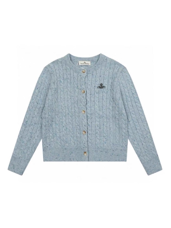 Vivienne Westwood West Queen Heavy Industry Twist Multicolor Classic Cardigan Knitted Sweater Wool