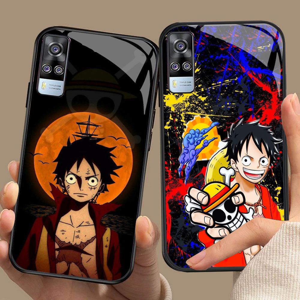 YR-75 One Piece Luffy HD Glass Casing HP VIVO Y51 V21E Y31 Y52 V21S V21 V20 Y53S
