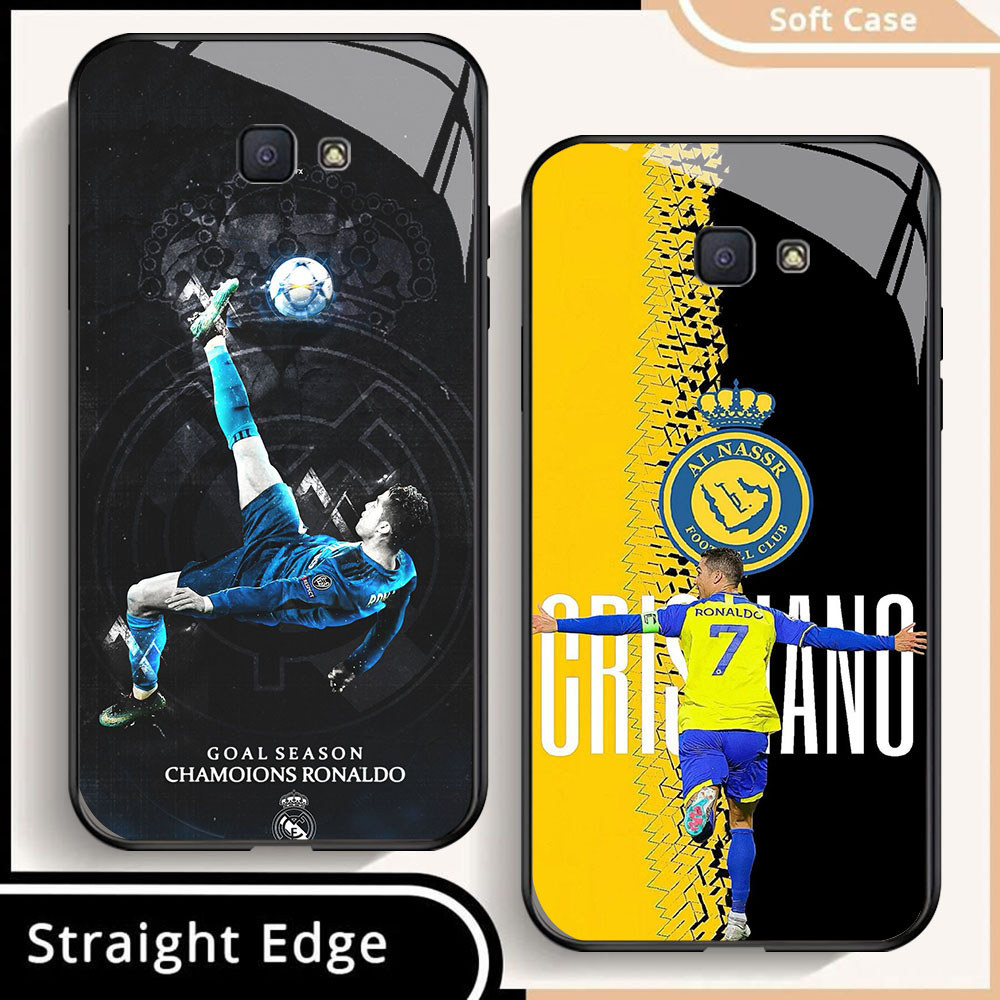 HR-10 Cristiano Ronaldo CR7 HD Glass Casing untuk Samsung Note 9 S24 S25 FE Ultra J7 Prime J6 J4 Cor