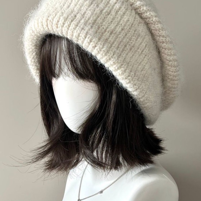 Topi dan wig terintegrasi 2026 topi dan wig mewah rajutan baru untuk set wig rambut keriting pendek 