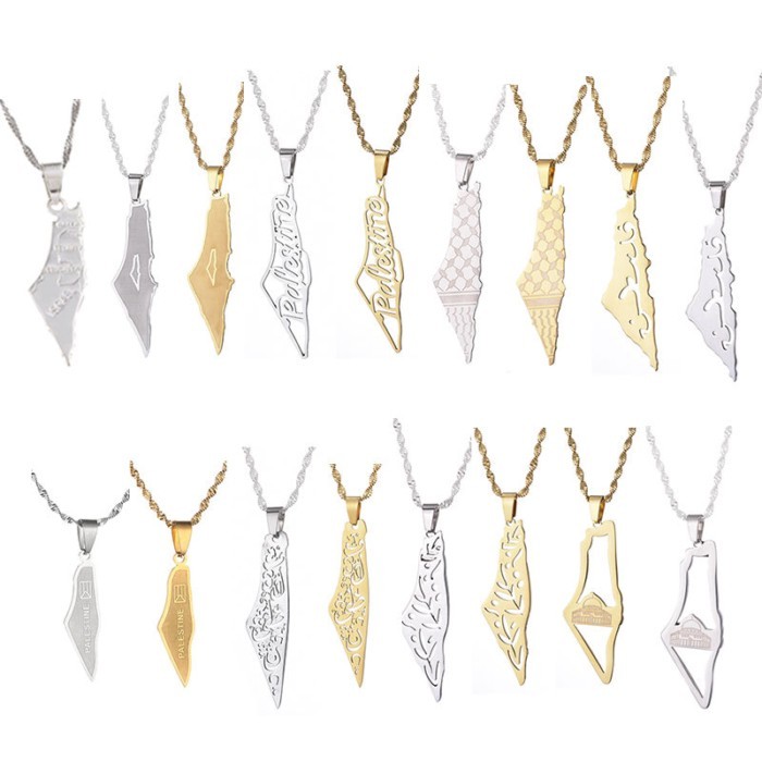 Israel Palestine Map Stainless Steel Pendant Necklace The Same Cross-border Best-selling High-quali