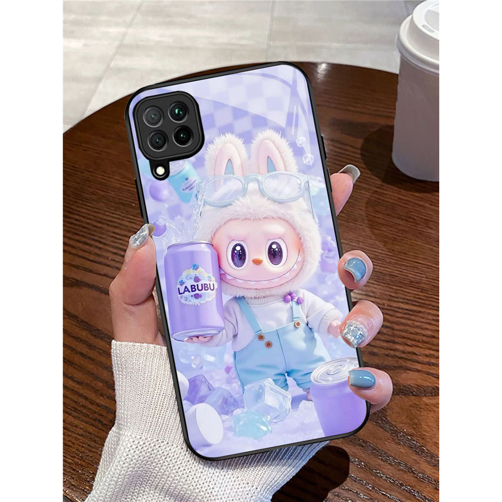 YR-30 Labubu Casing ponsel kaca tempered Samsung A12 A22 M12 M32 5G