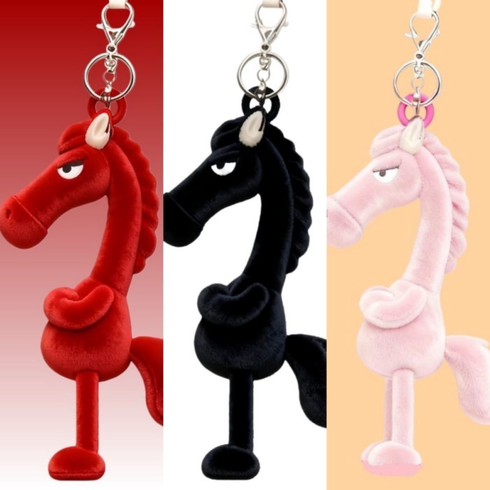 Maskot Kuda Tahun 2026 Yang Sama dari Xiaohongshu, Kuda Hitam Terdingin, Liontin Tas, Boneka Berkelo