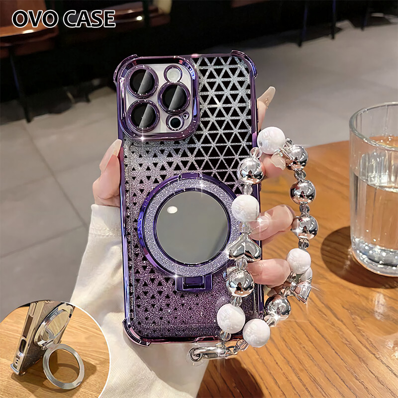 Case Oppo Gemerlap Stand Holder Garskin Soft Case Oppo A3S A3X A5 A52 A53 With Strap Dengan Stand Ce